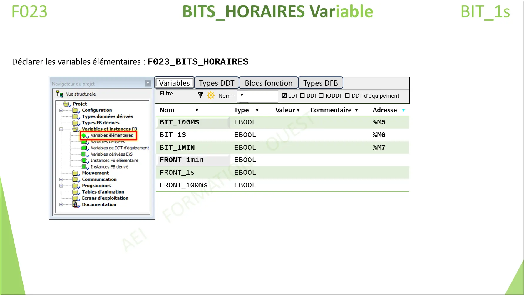SFC BITS_HORAIRES Variable